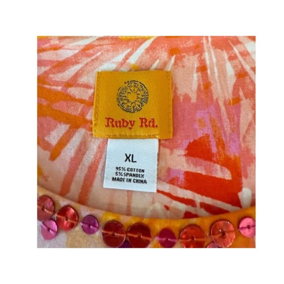 Ruby Rd Women’s Short Sleeve Printed Knit Top XL NWT - Picture 4 of 6